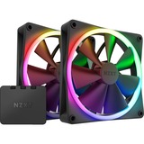 NZXT F140 RGB DUO Twin 140x140x25, Ventilateur de boîtier Noir, 2 pièces, contrôleur RGB inclus