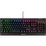 Sharkoon SKILLER MECH SGK3 clavier USB Allemand Noir, clavier gaming Noir, Layout DE, Kailh Red, Taille réelle (100 %), Avec fil, USB, Clavier mécanique, LED RGB, Noir