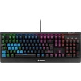 Sharkoon SKILLER MECH SGK3 clavier USB Allemand Noir, clavier gaming Noir, Layout DE, Kailh Red, Taille réelle (100 %), Avec fil, USB, Clavier mécanique, LED RGB, Noir