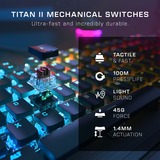 Turtle Beach Vulcan II clavier Gaming USB Allemand Noir Aluminium (brossé)/Noir, Layout DE, Roccat Titan II Brown, Taille réelle (100 %), Avec fil, USB, Clavier mécanique, LED RGB, Noir