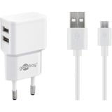 goobay Set de charge double Micro-USB 18 Watt, Chargeur Blanc