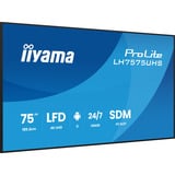 iiyama ProLite LH7575UHS-B2AG, Affichage public Noir (Mat)