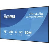 iiyama ProLite LH7575UHS-B2AG, Affichage public Noir (Mat)