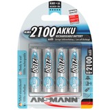 Ansmann Blister de 4 Accu maxE rechargeable NiMH AA 2100 mAh, Batterie Orange, AA / HR6, Hybrides nickel-métal (NiMH), 1,2 V, 2100 mAh, Argent