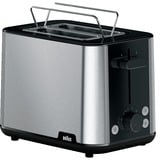 Braun HT 1510 8 2 part(s) 900 W Noir, Acier inoxydable, Grille-pain Acier inoxydable/Noir, 2 part(s), Noir, Acier inoxydable, Plastique, Acier inoxydable, 900 W