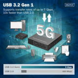 Digitus Set d'extension CAT USB 3.2 Gen1, 5Gbps, 100 mètres, Rallonge USB Noir