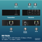 Digitus Set d'extension CAT USB 3.2 Gen1, 5Gbps, 100 mètres, Rallonge USB Noir