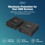 Digitus Set d'extension CAT USB 3.2 Gen1, 5Gbps, 100 mètres, Rallonge USB Noir