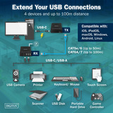 Digitus Set d'extension CAT USB 3.2 Gen1, 5Gbps, 100 mètres, Rallonge USB Noir