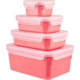 Emsa Clip & Close Rectangulaire Régler Corail 4 pièce(s), Boîte Corail/transparent, Régler, Rectangulaire, Corail, Polypropylène (PP), Élastomère thermoplastique (TPE), Allemagne, 200 ml