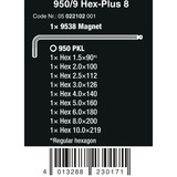 Wera 950/9 Jeu de clés hexagonales 8, Tournevis Chrome, 10 pièces, métrique, chromé