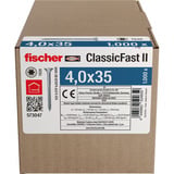 fischer Vis pour panneaux agglomérés ClassicFast II 4,0x35 tête fraisée TX 