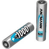 Ansmann 1000mAh NiMh Professionnel, Batterie Argent, AAA, 1000mAh, AAA / HR03, Hybrides nickel-métal (NiMH), 1,2 V, 1000 mAh, Argent