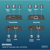 Digitus Extendeur vidéo 4K USB-C > HDMI, 200 mètres, Extension HDMI Noir
