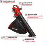 EINHELL Power X-Change Akku-Laubsauger VENTURRO 18/210 Kit, 18Volt, Aspirateur/Souffleur de feuilles Rouge/Noir
