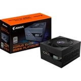 GIGABYTE GP-AE850PM PG5 alimentation modulaire 850 watt Noir, 1x 12VHPWR, 6x PCIe, 80 PLUS Platinum, Conception entièrement modulaire, Ventilateur de 120 mm, Compatible ATX 3.0, Prise EU, 850 W, 100 - 240 V, 50/60 Hz, 12 A, Actif, 125 W