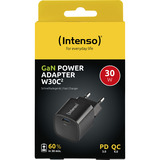Intenso Adaptateur secteur W30C² GaN chargeur Noir, 1x USB-C
