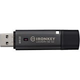 Kingston IronKey Locker+ 50 G2 64 GB, Clé USB Anthracite, FIPS 197, AES-256, 64 Go, USB Type-A, 3.2 Gen 1 (3.1 Gen 1), 145 Mo/s, Casquette, Noir