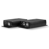 Lindy 42710 extension KVM Émetteur et récepteur, Rallonge USB Noir, Émetteur et récepteur, Avec fil, 140 m, Cat5e, Cat6, Noir, Aluminium