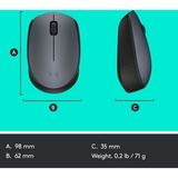 Logitech M170 Grey-K souris Ambidextre RF sans fil Optique 1000 DPI Gris, Ambidextre, Optique, RF sans fil, 1000 DPI, Gris