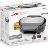 Clatronic Gril à hamburger HBM 3696 grill à contact électrique Acier inoxydable/Noir