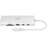 D-Link DUP-A01 hub & concentrateur USB 3.2 Gen 1 (3.1 Gen 1) Type-C 10000 Mbit/s Blanc, Hub USB Blanc, USB 3.2 Gen 1 (3.1 Gen 1) Type-C, RJ-45, USB 3.2 Gen 1 (3.1 Gen 1) Type-A, USB 3.2 Gen 1 (3.1 Gen 1) Type-C, MicroSD (TransFlash), SD, 10000 Mbit/s, 60 Hz, 3860 x 2160