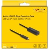 DeLOCK Câble de rallonge actif USB 3.2 Gen 2, connecteur USB-C > prise USB-C, Câble d'extension Noir