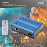 Digitus Convertisseur de média industriel 10/100/1000 Base-TX vers 1000 Base-FX, Media Converter 