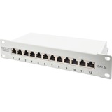 Digitus Panneau de brassage 10" DN-91612S-EA-G, 12 ports, Cat.6a Gris