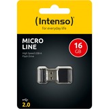 Intenso Micro Line lecteur USB flash 16 Go USB Type-A 2.0 Noir, Clé USB Noir, 16 Go, USB Type-A, 2.0, 16,5 Mo/s, Casquette, Noir