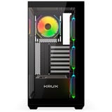 Krux EXO boîtier midi tower Noir | 2x USB-A | 1x USB-C | RGB | Verre Trempé