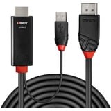 Lindy Câble adaptateur 2m HDMI vers Display Port 4K60Hz Noir/Rouge, 2 m, HDMI + USB Type-A, DisplayPort, Mâle, Mâle, Droit