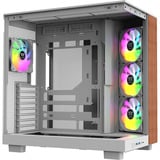 Thermaltake View 380 XL WS ARGB boîtier midi tower Blanc/bois | 2x USB-A | 1x USB-C | RGB | Verre Trempé