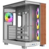 Thermaltake  boîtier midi tower Blanc/bois | 2x USB-A | 1x USB-C | RGB | Window