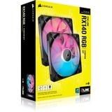 Corsair Corsair iCUE RX140 RGB Dual Kit, Ventilateur de boîtier Noir,  4 broches PWM