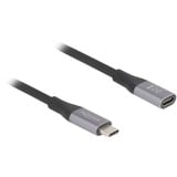 DeLOCK Câble de rallonge USB4 Gen 3x2 40 Gbps, USB-C mâle > USB-C femelle, Câble d'extension Noir/gris