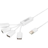 Digitus Hub USB Slim Spider, connecteur USB-A 2.0 > 4x prise USB-A Blanc