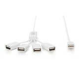 Digitus Hub USB Slim Spider, connecteur USB-A 2.0 > 4x prise USB-A Blanc