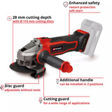 EINHELL TE-AG 18/115-2 Li - Solo, Meuleuse d'angle Rouge/Noir