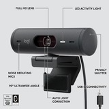 Logitech Brio 500 Full HD, Webcam Noir, 1080p/30fps, 720p/60fps