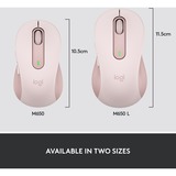 Logitech Signature M650 souris Droitier RF sans fil + Bluetooth Optique 2000 DPI Rose, Droitier, Optique, RF sans fil + Bluetooth, 2000 DPI, Rose