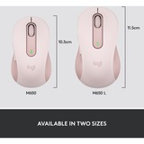 Logitech Signature M650 souris Droitier RF sans fil + Bluetooth Optique 2000 DPI Rose, Droitier, Optique, RF sans fil + Bluetooth, 2000 DPI, Rose