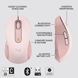 Logitech Signature M650 souris Droitier RF sans fil + Bluetooth Optique 2000 DPI Rose, Droitier, Optique, RF sans fil + Bluetooth, 2000 DPI, Rose