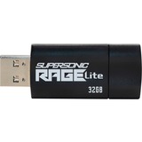 Patriot Supersonic Rage Lite lecteur USB flash 32 Go USB Type-A 3.2 Gen 1 (3.1 Gen 1) Noir, Bleu, Clé USB Noir/Bleu, 32 Go, USB Type-A, 3.2 Gen 1 (3.1 Gen 1), 180 Mo/s, Slide, Noir, Bleu