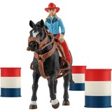 Schleich Farm World - Course de barils avec cowgirl, Figurine 42576