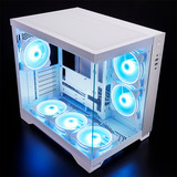 Chieftec GM-30W-TG-OP unité centrale Cube Blanc boîtier midi tower Blanc | 2x USB-A | 1x USB-C | RGB | Verre Trempé