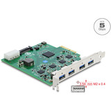 DeLOCK Carte PCI-E x4 vers 4 x USB-A 5 Gbps Double Canal, Carte d'interface 
