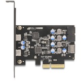 DeLOCK PCIe x4 vers 2x USB C + 1 x USB interne 10 Gbps Type-E Key A + 19 broches, Carte d'interface 