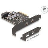 DeLOCK PCIe x4 vers 2x USB C + 1 x USB interne 10 Gbps Type-E Key A + 19 broches, Carte d'interface 