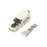 Digitus Connecteur blindé RJ45 pour assemblage sur site, Prise de courant Argent/Noir, RJ-45, Acier inoxydable, Cat6, 1 A, 78 g, 12,5 mm